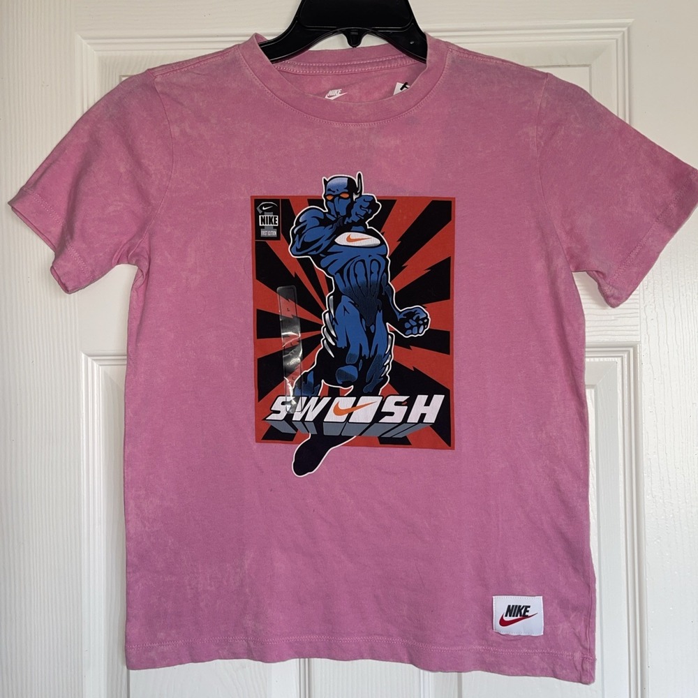 Nike T-Shirt Pink Swooshman Short Sleeves Casual Tee Kids Youth NWT Throwback Lg